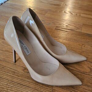 Jimmy Choo Nude Patent Pumps Heels 37.5/7.5 US